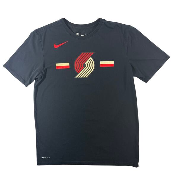 Nike Portland Trail Blazers T-Shirt Men’s Medium Black NBA Dri-FIT Tee - Picture 1 of 5